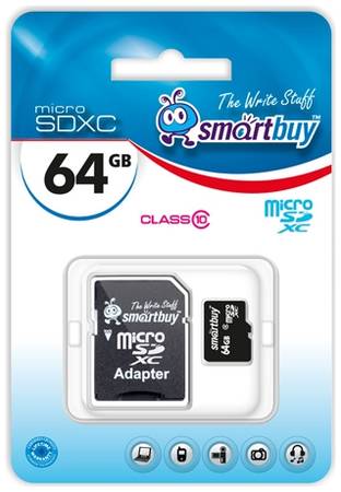 Карта памяти 64GB SmartBuy SB64GBSDCL10-01 MicroSDXC Class 10 (SD адаптер) 969741338