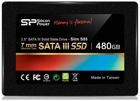 Накопитель SSD 2.5'' Silicon Power SP480GBSS3S55S25 Slim S55 480GB SATA 6Gb/s 560/530MB/s MTBF 1.5M NCQ 969754799