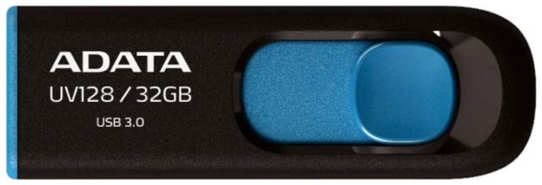 Накопитель USB 3.0 32GB ADATA DashDrive UV128 черный/голубой 969773063