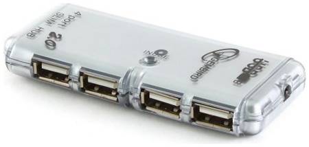 Разветвитель USB 2.0 Gembird UHB-C244 4xUSB, адаптер питания, блистер