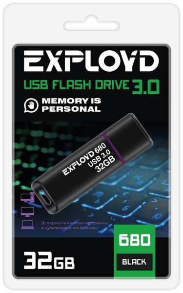 Накопитель USB 3.0 32GB Exployd EX-32GB-680-Black 680 чёрный 9698400384