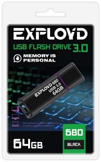 Накопитель USB 3.0 64GB Exployd EX-64GB-680-Black 680
