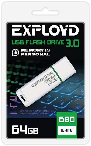 Накопитель USB 3.0 64GB Exployd EX-64GB-680-White 680 белый 9698400388
