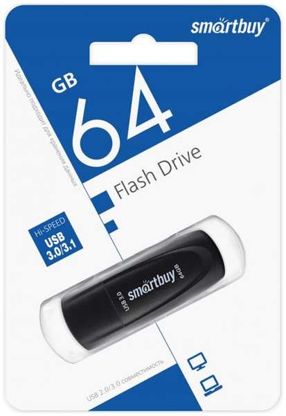 Накопитель USB 3.1 64GB SmartBuy SB064GB3SCK Scout чёрный 9698404331