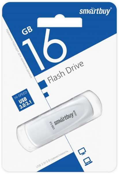 Накопитель USB 3.1 16GB SmartBuy SB016GB3SCW Scout белый 9698404338