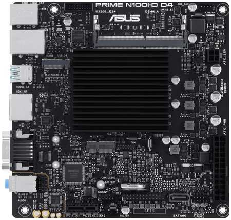 Материнская плата mini-ITX ASUS PRIME N100I-D D4-CSM 90MB1F70-M0EAYC (N100, SODIMM DDR4 (3200), SATA 6G, M.2, PCIE, Glan, HDMI, VGA, COM, DP, 4*USB 3