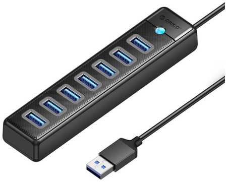 Концентратор Orico PW7U-U3 7*USB-A 3.0, 5 Гбит/с, подключение через USB-A, кабель 0,5м