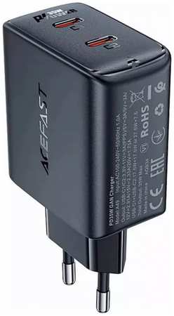Зарядное устройство сетевое ACEFAST A49 PD35W GaN (USB-C+USB-C) dual port charger (EU). Цвет: черный 9698408534