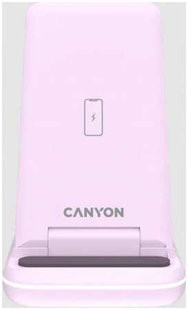 Зарядное устройство беспроводное Canyon WS-304 CNS-WCS304IP 3 в 1, складное, сенсорная кнопка включения, светодиодный индикатор и подсветка, розовое