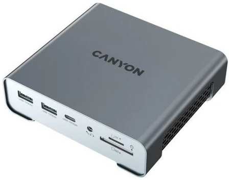 Док-станция Canyon HDS-96 многопортовая, 16-в-1, USB-C*3/USB*4/USB 3.0*2/RJ-45/HDMI*2/картридер (SD), БП 100W