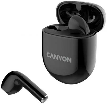 Наушники беспроводные Canyon TWS-6 с микрофоном, soft touch силиконовый чехол с карбином, BT, аккумулятор в наушниках 30 мАч*2+чехол для зарядки 400 м 9698410596
