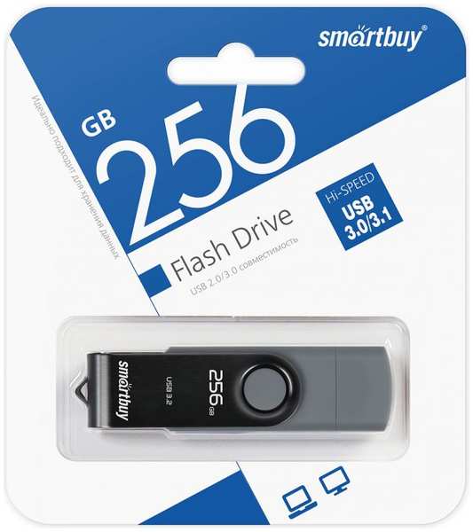 Накопитель USB 3.0 256GB SmartBuy SB256GB3DUOTWK Twist Dual (USB Type-C + USB Type-A) черный 9698412805