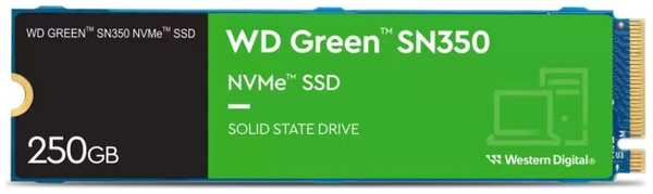 Накопитель SSD M.2 2280 Western Digital WDS250G2G0C WD SN350 NVMe 250GB PCIe 3.0 x4 3D TLC 2400/1500MB/s IOPS 300K/300K TBW 40 DWPD 0.3