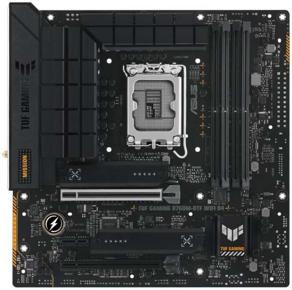 Материнская плата ASUS TUF GAMING B760M-BTF WIFI D4 90MB1E50-M0EAY0 (LGA1700, B760 4*DDR4 (5333), 4*SATA 6G RAID, 3*M.2, 3*PCIE, WiFi, BT, HDMI, DP, 3 9698414358