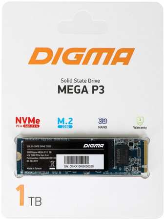 Накопитель SSD M.2 2280 Digma DGSM3001TP33T PCI-E 3.0 x4 1Tb Mega P3 9698417278