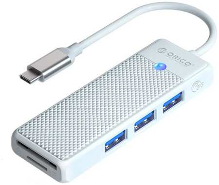 Разветвитель Orico PAPW3AT-C3-015-WH-EP с 3xUSB-A 3.0, 1xTF/SD, 5 Гбит/с, подключение через USB-C, кабель 0,15м