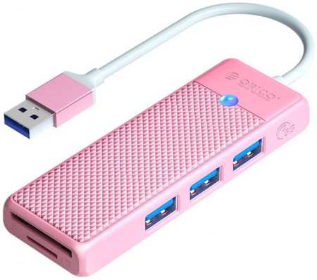 Разветвитель Orico PAPW3AT-U3-015-PK-EP с 3xUSB-A 3.0, 1xTF/SD, 5 Гбит/с, подключение через USB-A, кабель 0,15м, розовый 9698417433