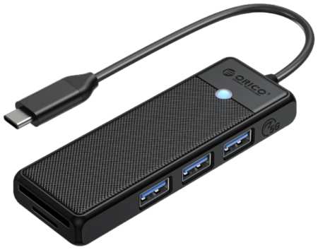 Разветвитель Orico PAPW3AT-C3-015-BK-EP с 3xUSB-A 3.0, 1xTF/SD, 5 Гбит/с, подключение через USB-C, кабель 0,15м