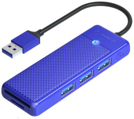 Разветвитель Orico PAPW3AT-U3-015-BL-EP с 3xUSB-A 3.0, 1xTF/SD, 5 Гбит/с, подключение через USB-A, кабель 0,15м, синий 9698417439