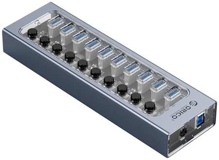 Разветвитель Orico AT2U3-10AB-EU-GY-BP 10xUSB-A 3.0, вход USB-A 3.0, серый/прозрачный 9698417629