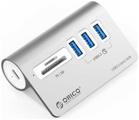 Концентратор Orico M3UT3-05-SV-BP 3xUSB-A 3.2 Gen1, 1xTF/SD, вход USB-C 3.2 Gen1, серебристый 9698417869