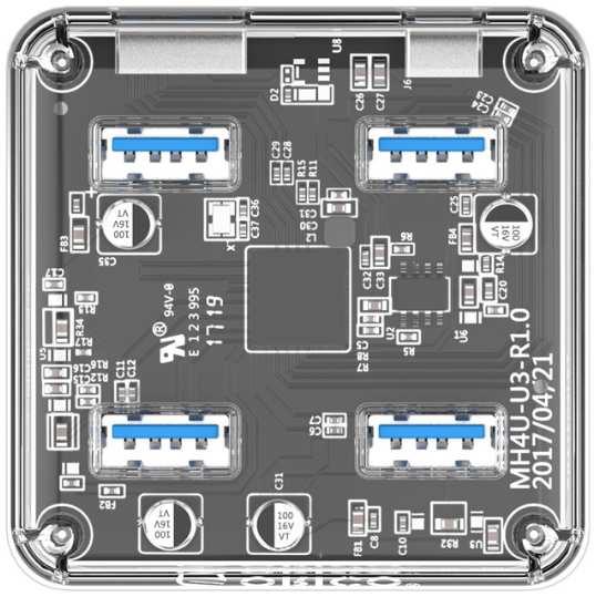 Концентратор Orico MH4U-U3-03-CR 4xUSB 3.0 Type-A, вход micro USB 3.0, прозрачный 9698417884