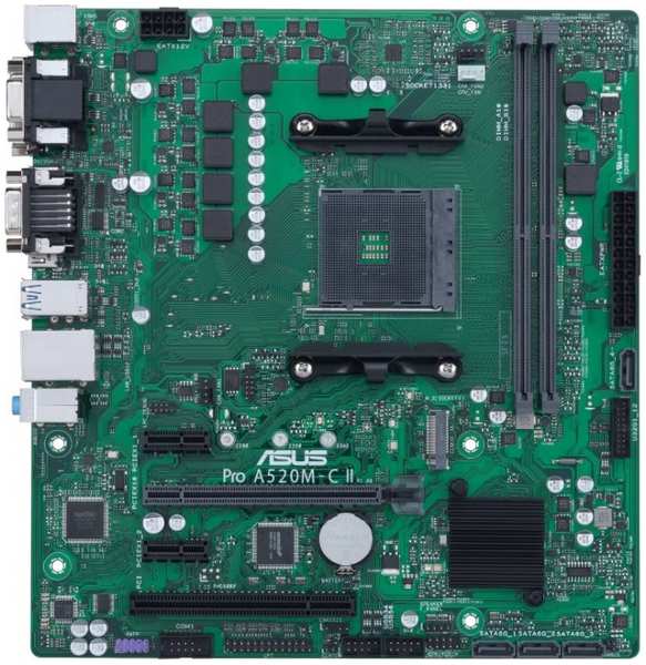 Материнская плата mATX ASUS PRO A520M-C II/CSM (AM5, AMD A520, 2*DDR4 (4866), 4*SATA 6G RAID, M.2, 4*PCIE, Glan, D-Sub, DVI-D, HDMI, DP, COM, 4*USB 3. 9698419600