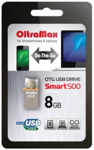 Накопитель USB 2.0 8GB OltraMax OM008GB500SM-OTG 500 SMART серый 9698419974
