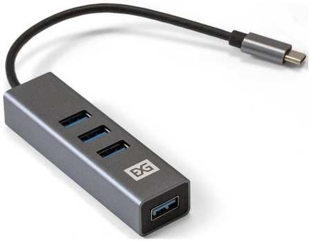 Концентратор Exegate EX293987RUS 4-в-1 (кабель-адаптер USB Type C --> 4xUSB3.0, Plug&Play, серый) 9698420033