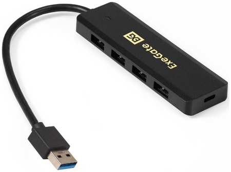 Концентратор Exegate EX293980RUS 4-в-1 (кабель-адаптер USB3.0 --> 4xUSB3.0, Plug&Play, черный) 9698420039