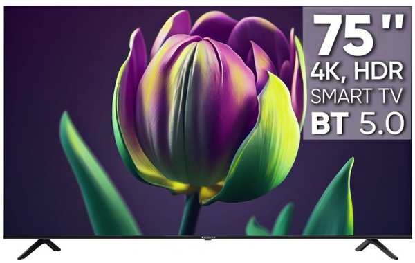 Телевизор TopDevice TDTV75CS06U_BK Frameless UHD ready/T2/S2/CI+/Dolby/AAC/Android 11 Smart (1/16Gb)/black, BT, 2 пульта 9698421864
