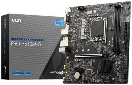 Материнская плата mATX MSI PRO H610M-G (LGA1700, H610, 2*DDR5, 4*SATA 6G, M.2, 7.1Ch, 2*PCIE, Glan, 2*USB 3.2, 4*USB 2.0, VGA, HDMI, DP)