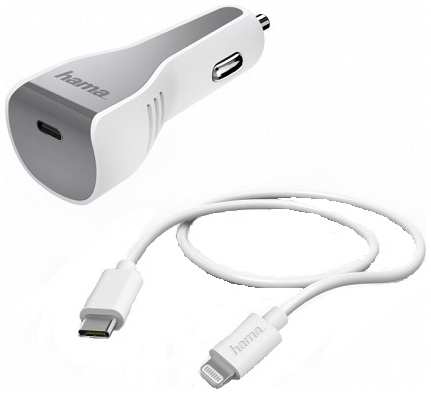 Зарядное устройство автомобильное HAMA H-183317 00183317 3A (PD) USB Type-C для Apple белый 9698424453