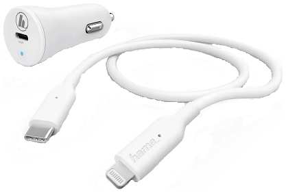 Зарядное устройство автомобильное HAMA H-183297 00183297 3A (PD) USB Type-C для Apple белый 9698424459
