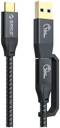 Кабель интерфейсный Orico ORICO-ACC32-03-BK-BP USB Type-C(m)/Type-C(m)/Type-A(m), 10 - 20 Гбит/с, 0,3 м, черный