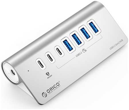 Концентратор Orico ORICO-M3U4C3-G2-10-EU-SV-BP 4xUSB-A 3.2 Gen2, 1xUSB-C (PD 60 Вт), вход USB-C