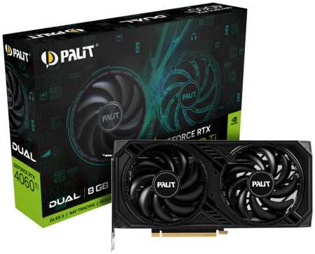 Видеокарта PCI-E Palit GeForce RTX 4060 Ti Dual (NE6406T019P1-1060D) 8GB GDDR6 128bit 5nm 2310/18000MHz HDMI/3*DP 9698426406