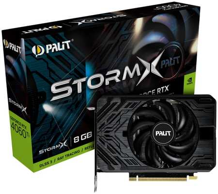Видеокарта PCI-E Palit GeForce RTX 4060 Ti StormX (NE6406T019P1-1060F) 8GB GDDR6 128bit 5nm 2310/18000MHz HDMI/3*DP 9698426407