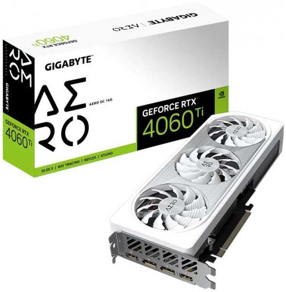 Видеокарта PCI-E GIGABYTE GeForce RTX 4060 Ti AERO OC (GV-N406TAERO OC-16GD) 16GB GDDR6 128bit 5nm 2310/18000MHz 2*HDMI/2*DP