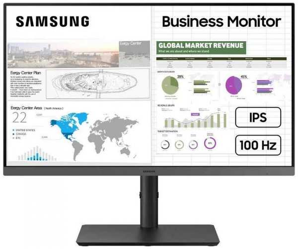 Монитор 24″ Samsung Essential S4 S43GC IPS, 1920x1080, 16:9, 250 кд/м², 1000:1, 4ms, 178°/178°, 100Hz, HDMI, DP, HAS, Pivot