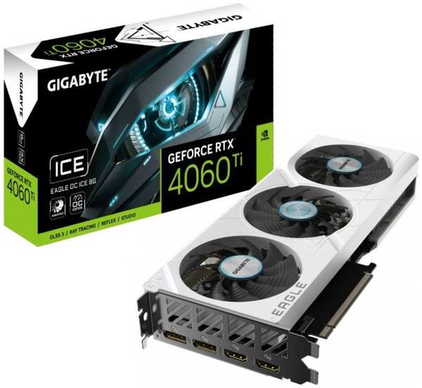 Видеокарта PCI-E GIGABYTE GeForce RTX 4060 Ti EAGLE OC ICE (GV-N406TEAGLEOC ICE-8GD) 8GB GDDR6 128bit 5nm 2310/18000MHz 2*HDMI/2*DP 9698435231