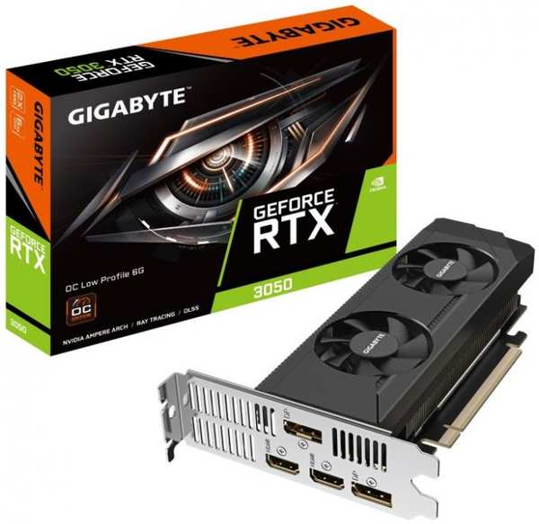 Видеокарта PCI-E GIGABYTE GeForce RTX 3050 OC Low Profile (GV-N3050OC-6GL) 6GB GDDR6 96bit 8nm 1042/14000MHz 2*HDMI/2*DP 9698435237