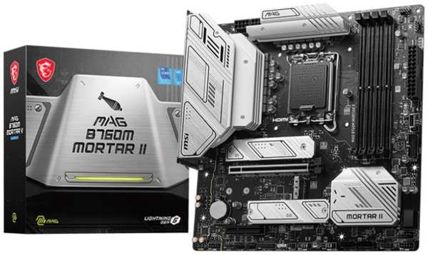 Материнская плата mATX MSI MAG B760M MORTAR II (LGA1700, B760, 4*DDR5 (7800), 4*SATA 6G RAID, 3*M.2, 2*PCIE, 2.5Glan, HDMI, DP, USB Type-C, 3*USB 3.2
