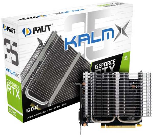 Видеокарта PCI-E Palit GeForce RTX 3050 KalmX (NE63050018JE-1070H) 6GB GDDR6 96bit 8nm 1042/14000MHz DVI/HDMI/DP RTL 9698435457