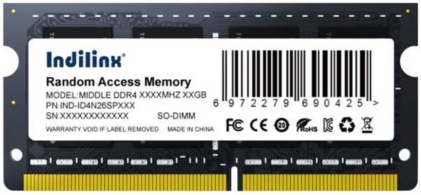 Модуль памяти SODIMM DDR4 8GB Indilinx IND-ID4N32SP08X PC4-25600 3200MHz CL22 1.2V 9698437327