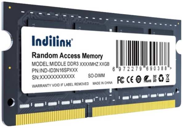 Модуль памяти SODIMM DDR3 8GB Indilinx IND-ID3N16SP08X PC3-12800 1600MHz CL11 1.5V 9698437371