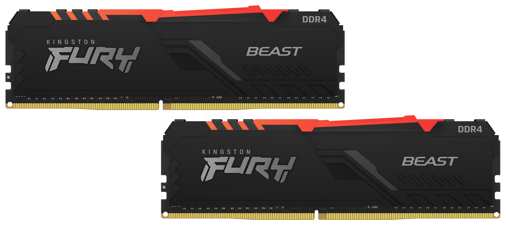 Модуль памяти DDR4 64GB (2*32GB) Kingston FURY KF426C16BB2AK2/64 Beast RGB Black PnP 2666MHz CL16 2RX8 1.2V 288-pin 16Gbit 9698437479