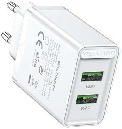 Зарядное устройство сетевое Vention FBAW0-EU 2 порта USB (A+A) QC 3.0 белый 9698440282