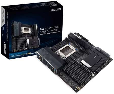 Материнская плата E-ATX ASUS PRO WS WRX80E-SAGE SE WIFI II 90MB1E60-M0EAY0 (sWRX8, AMD WRX80, 8*DDR4 (3200), 8*SATA 6G RAID, 3*M.2, 2*U.2, 7*PCIE, 2*1 9698440799