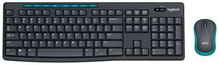Клавиатура и мышь Wireless Logitech MK275 920-008535 112 клавиш с защитой от воды, черная, мышь черная, оптическая, 1000dpi, 3 кнопки, 2.4GHz, USB-рес